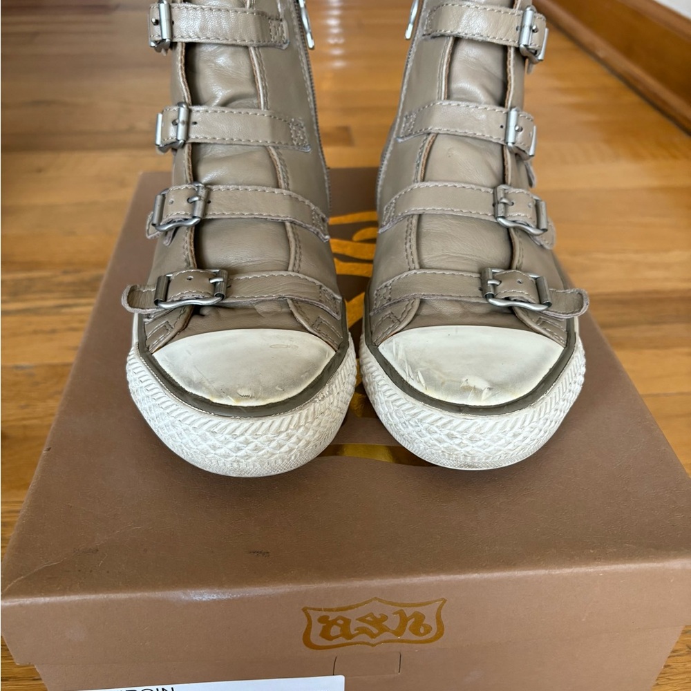 ASH Women's Tan Leather Buckle Sneakers